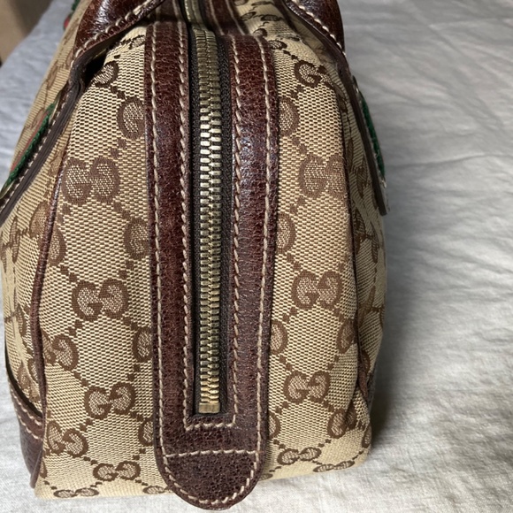 AUTHENTIC GUCCI Princy Boston Bag in GG Canvas with Leather Trim - Picture 7 of 10